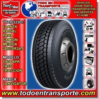 Lee el articulo completo LLANTA RADIAL PARA VEHICULO CAMION MARCA LANVIGATOR MEDIDA 285/75R24.5 MODELO D808 6PR TACO TRACCION